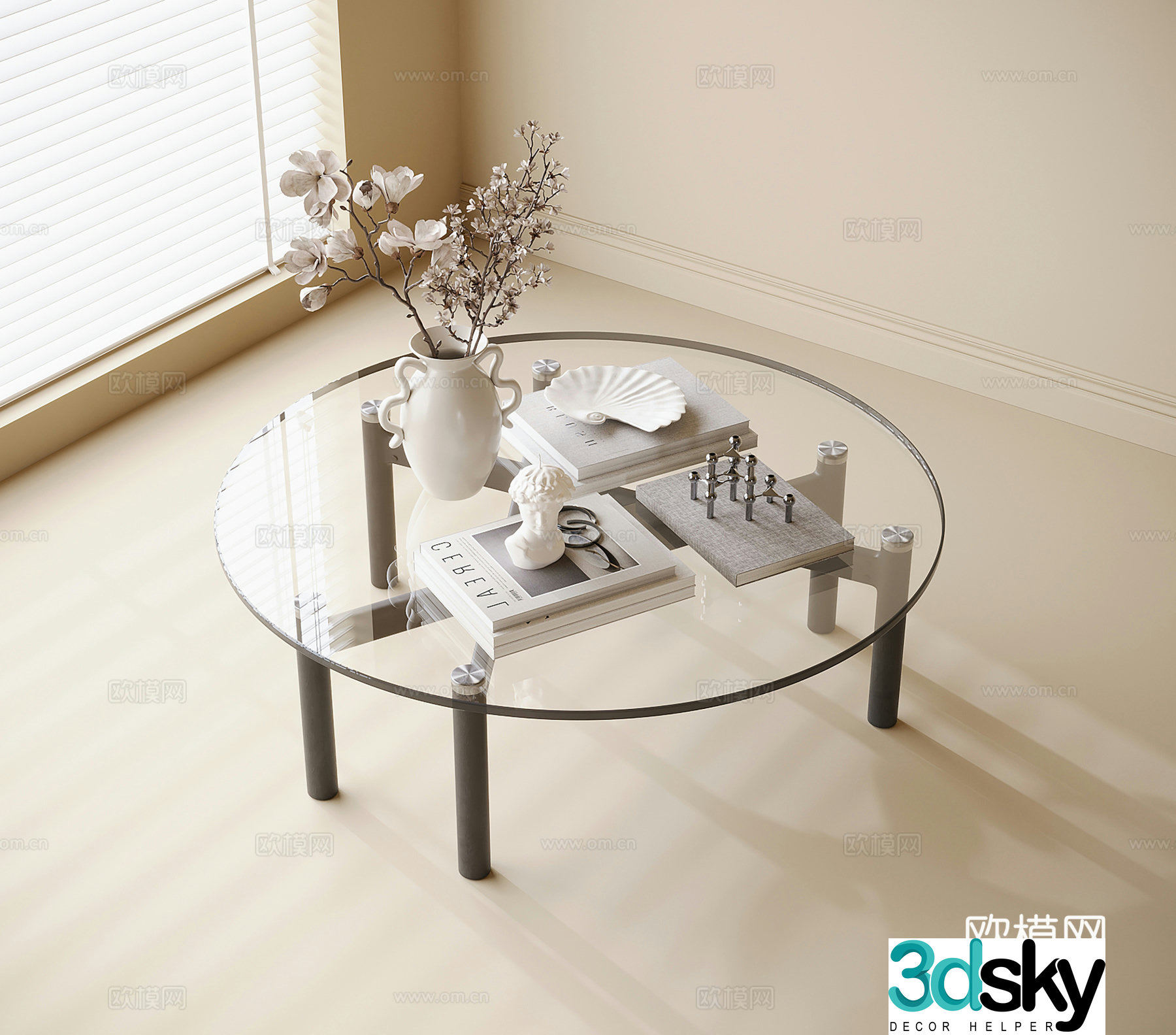 Round coffee table glass coffee table 3d model