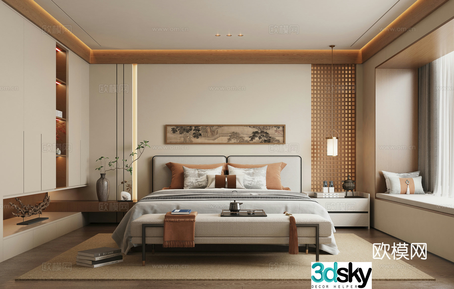 New Chinese style bedroom master bedroom 3d model