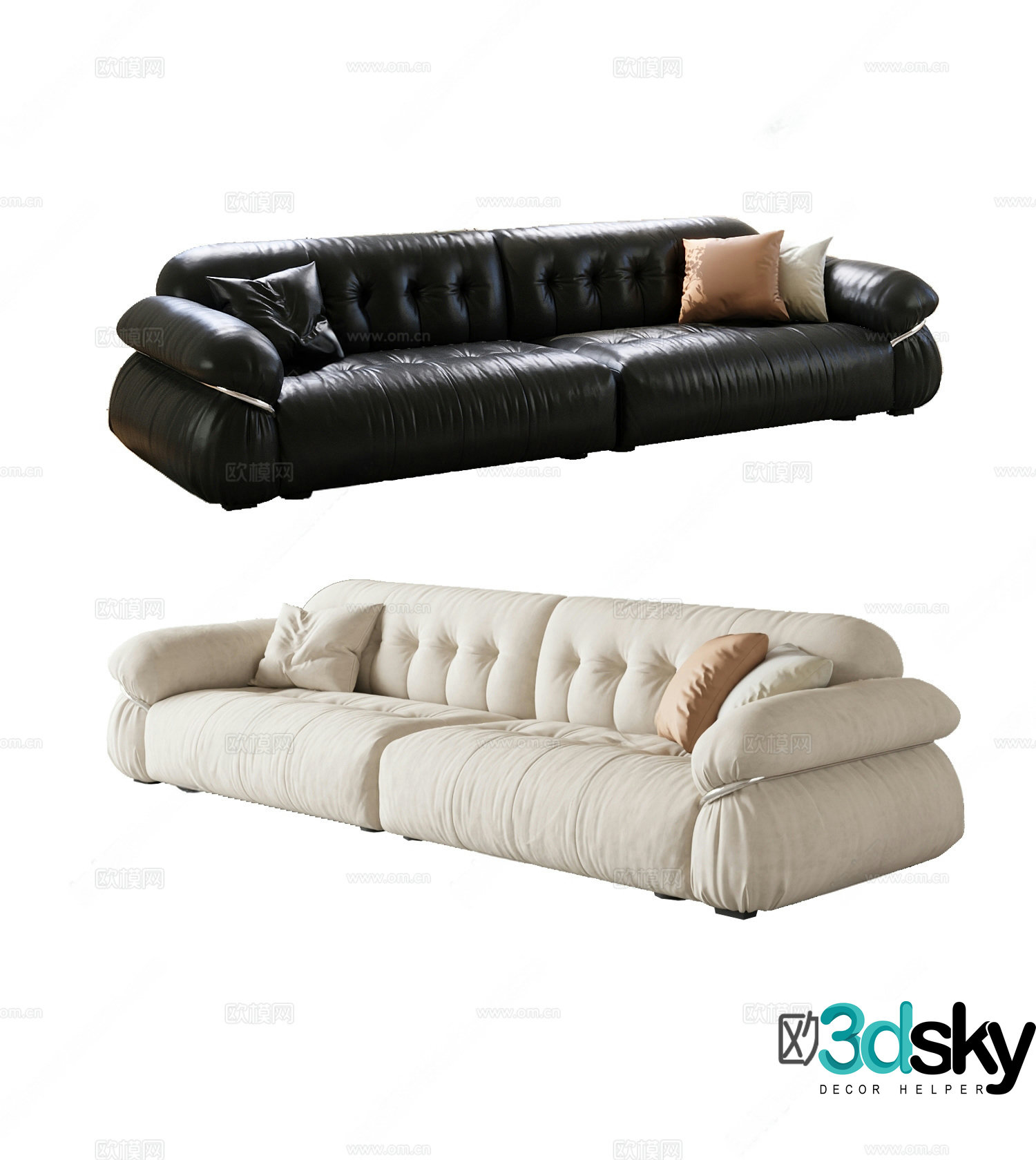 Double sofa upholstered sofa 3d model