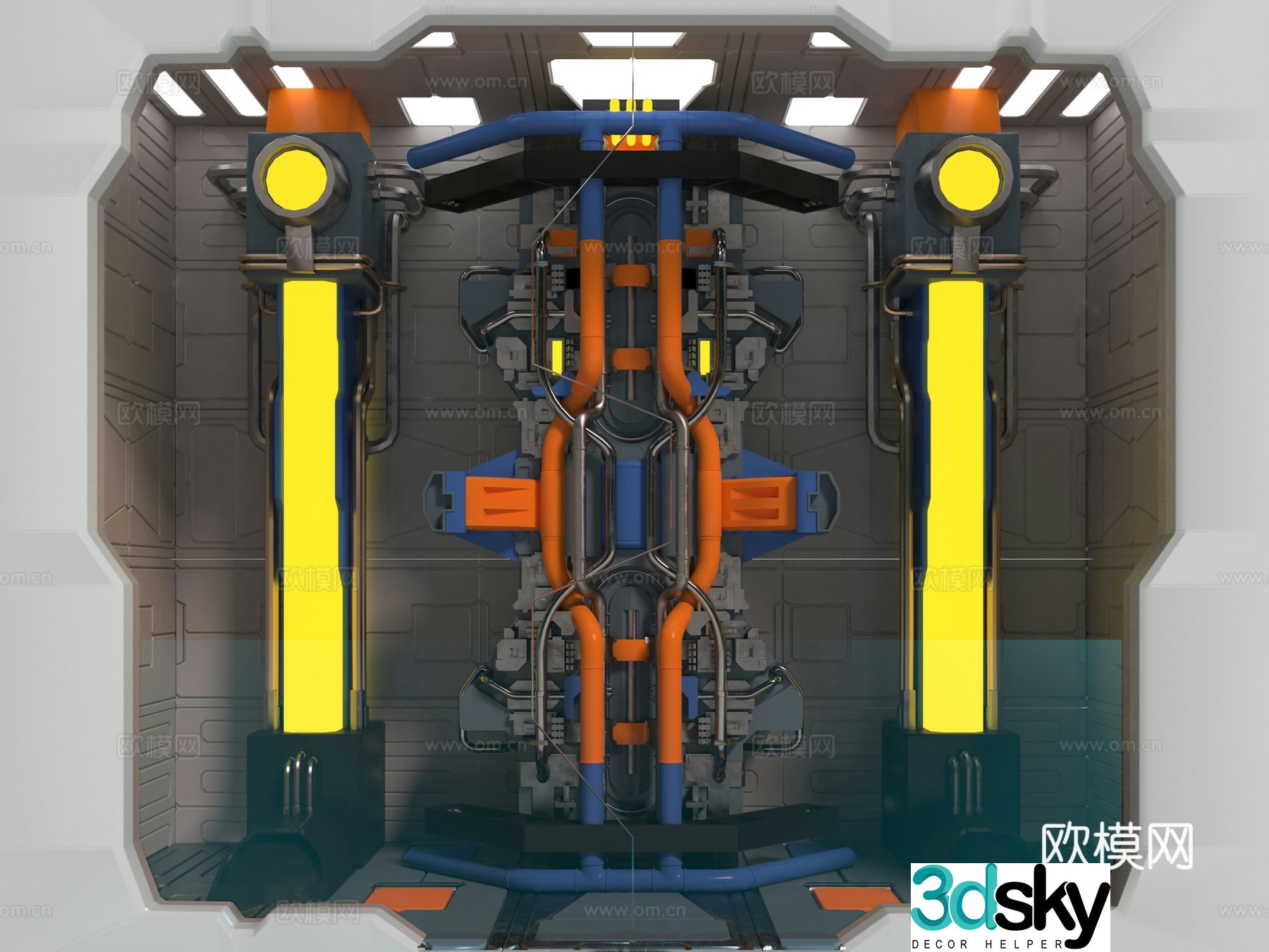 Modern sci-fi cockpit 3d model