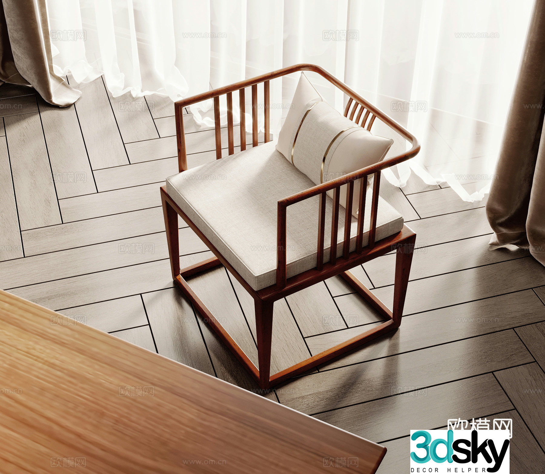 New Chinese style chair Taishi chair 3d model