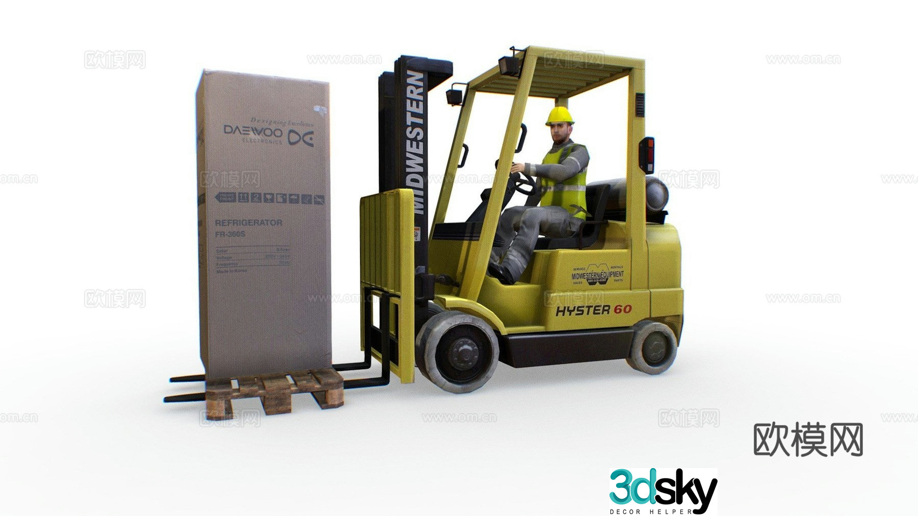 Forklift with worker 3d model