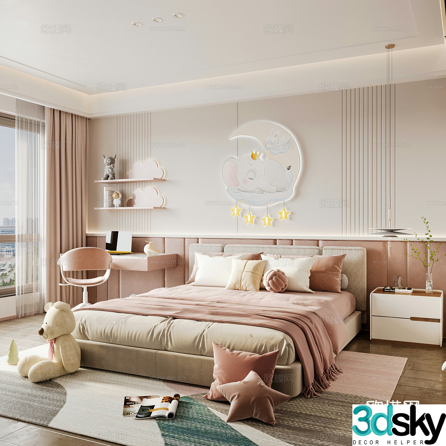 Cream style children’s room girl’s room 3d model