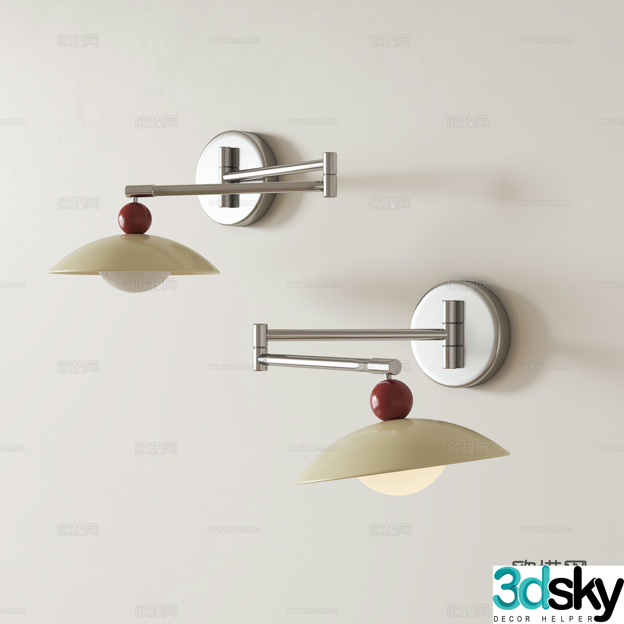 Cream style swing arm wall lamp 3d model