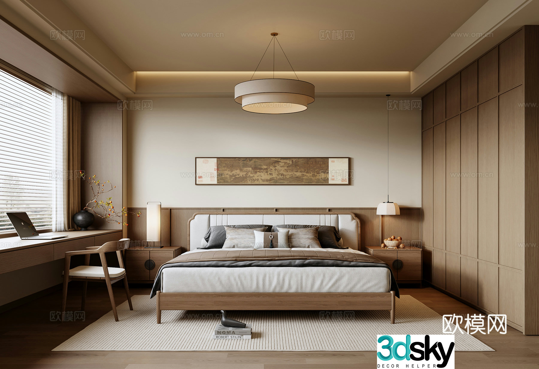 New Chinese style bedroom master bedroom 3d model