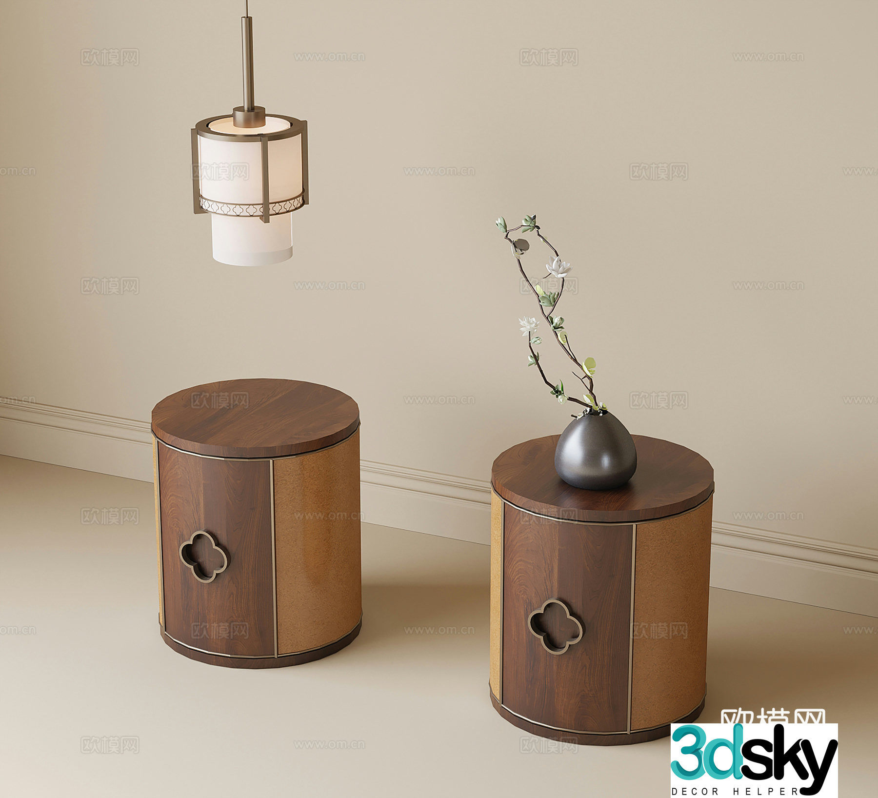 New Chinese style bedside table 3d model