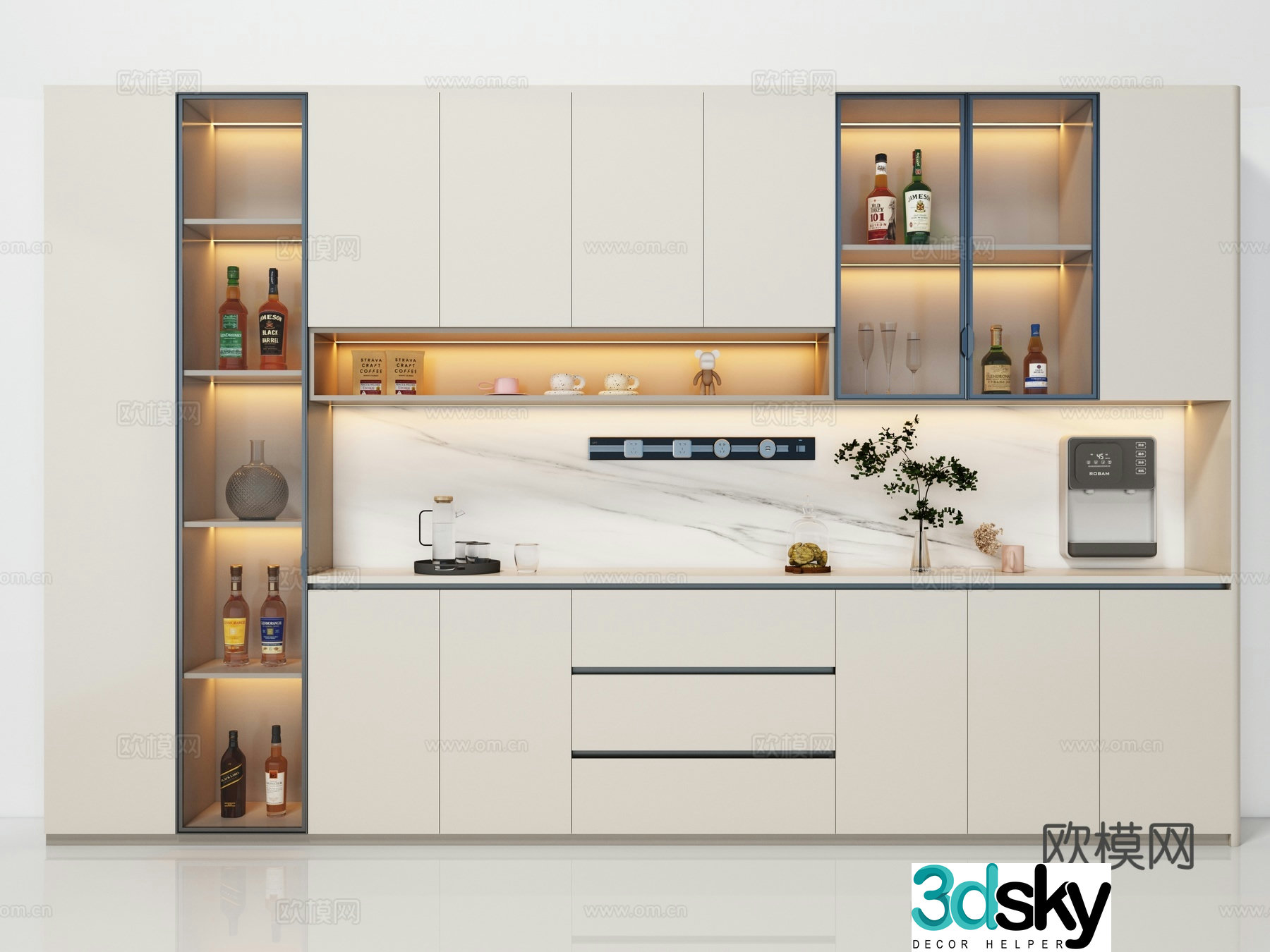 Modern wine cabinet sideboard 3D model