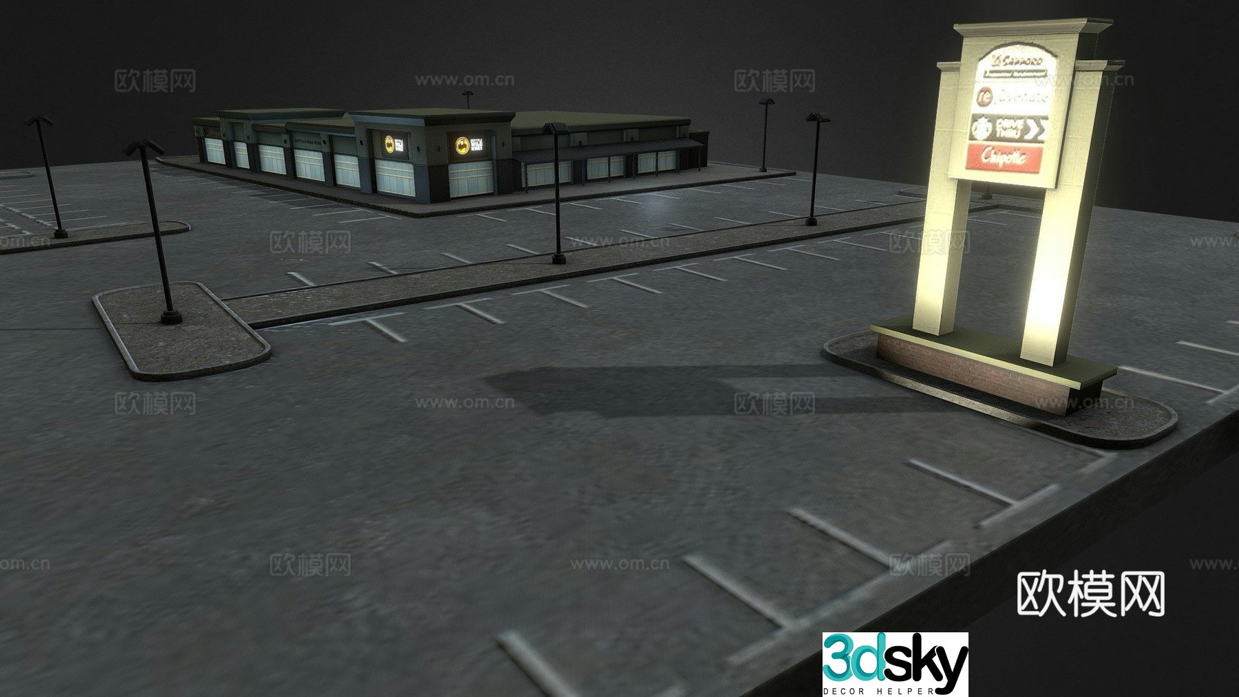 Outdoor parking lot 3d model