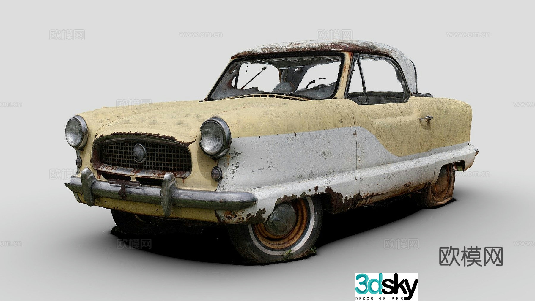 vintage car scrap car 3d model