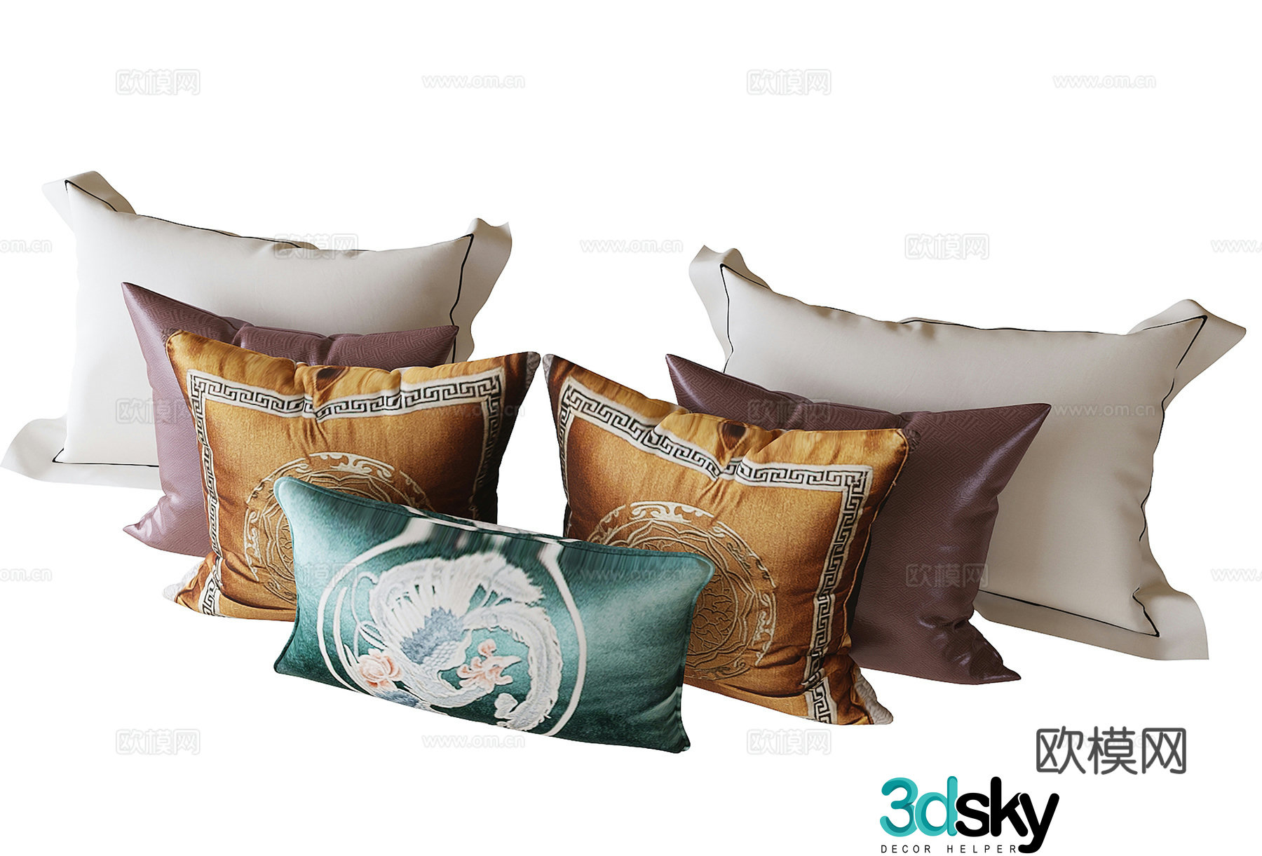 New Chinese style pillow pillow 3d model