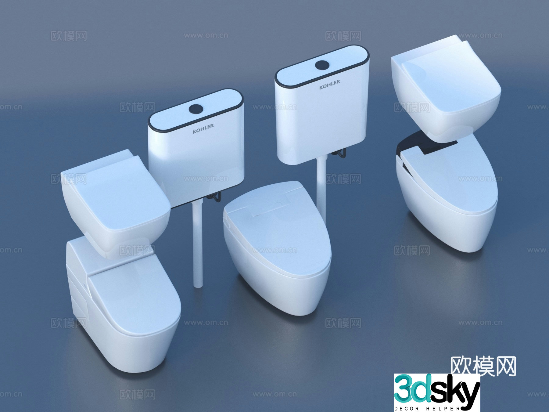 toilet mop pool urinal 3d model
