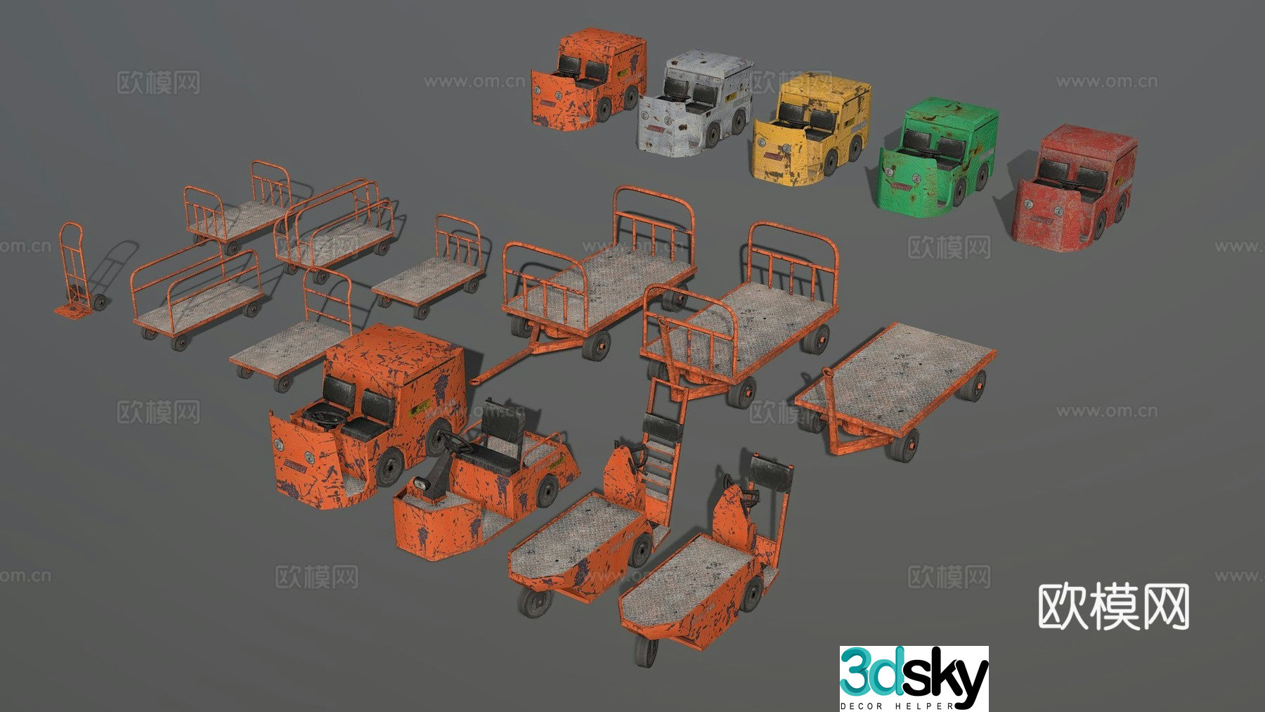 Utility trolley engineering vehicle 3d model