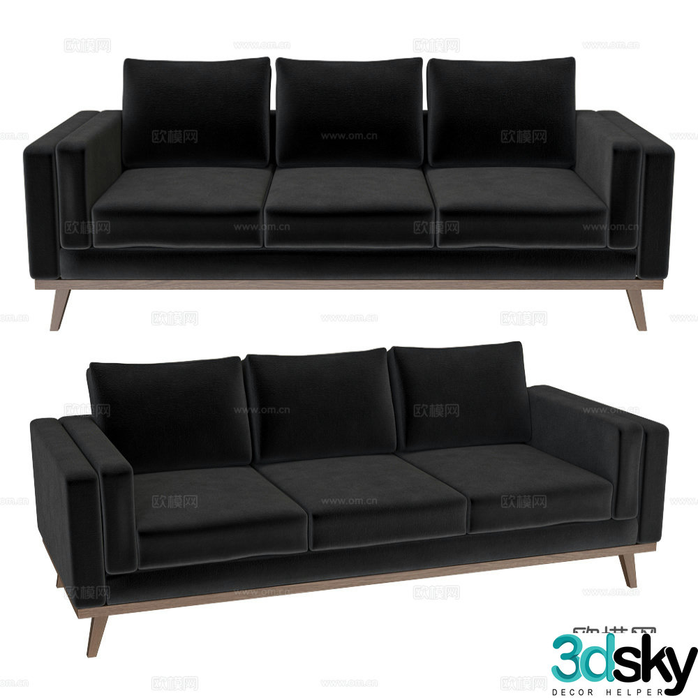 3D model of three seater sofa