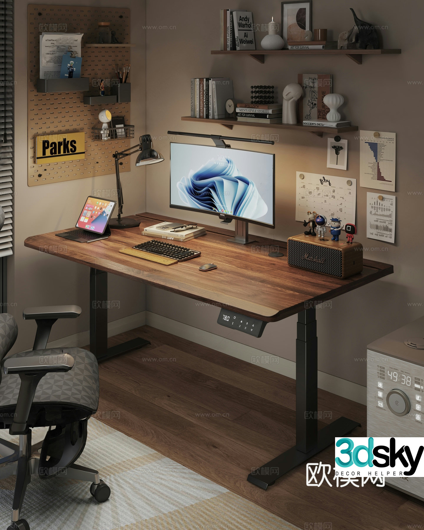 modern desk writing desk 3d model