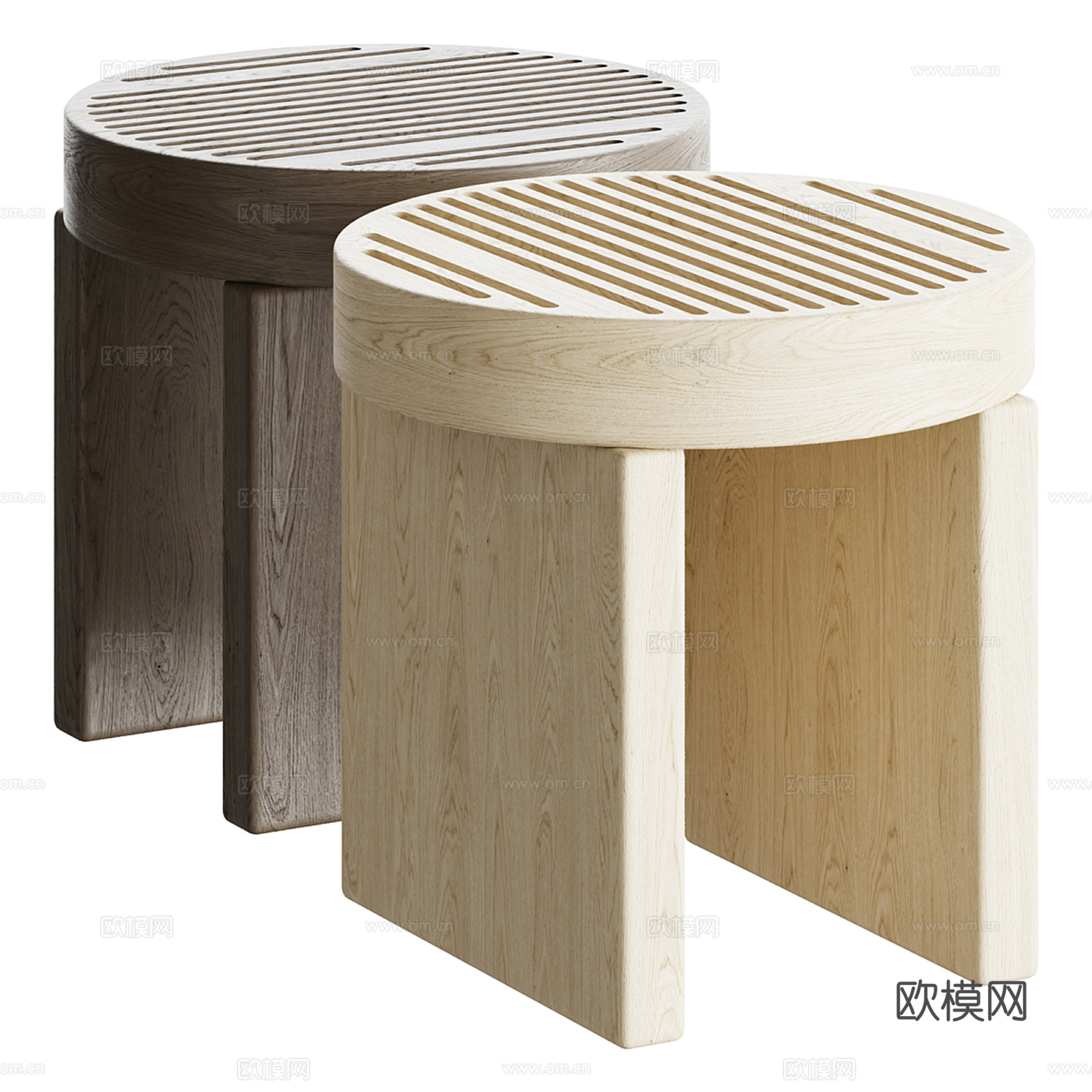 Medieval style stool low stool round stool 3D model