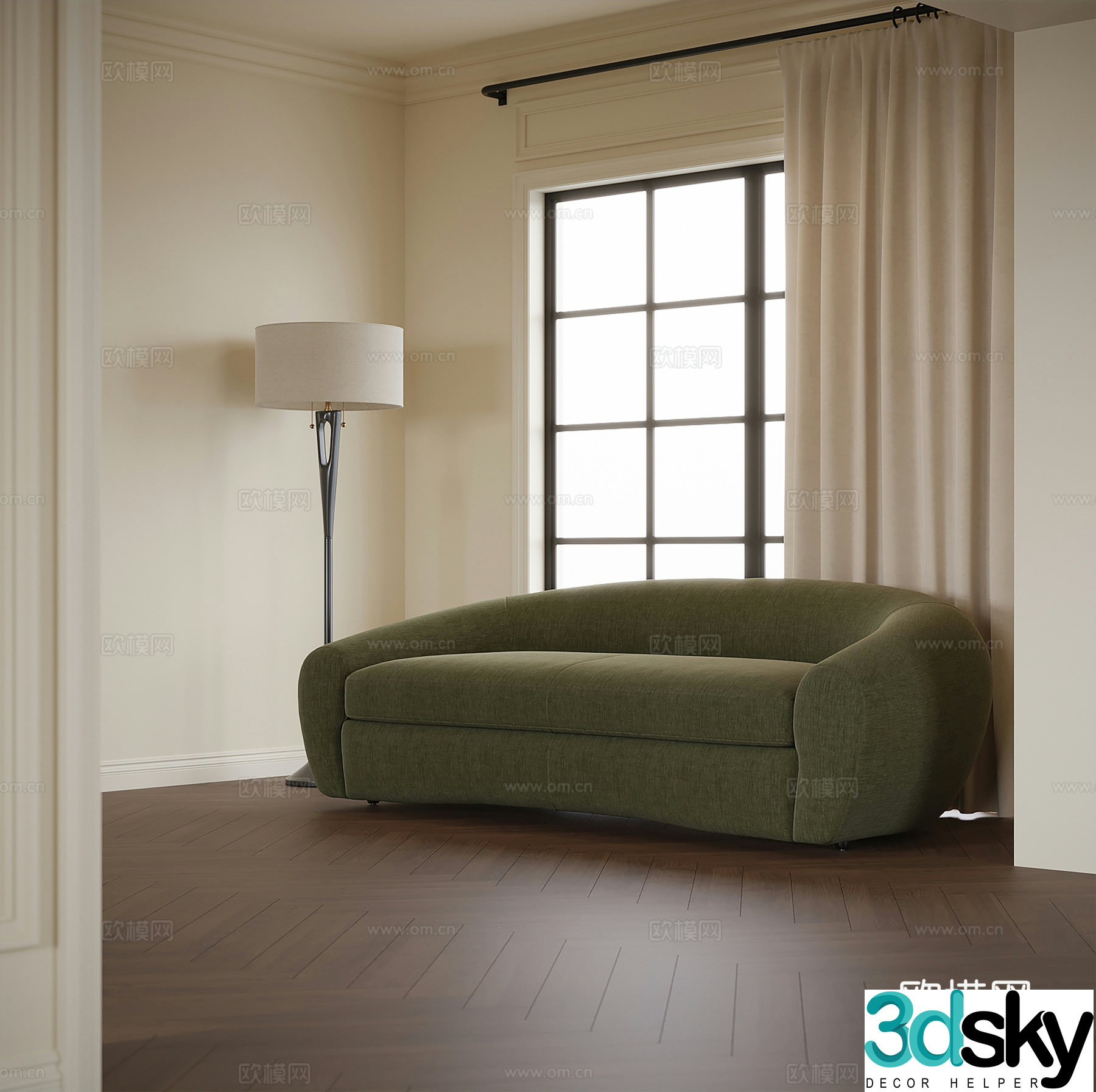 Modern multi-seater sofa 3d model
