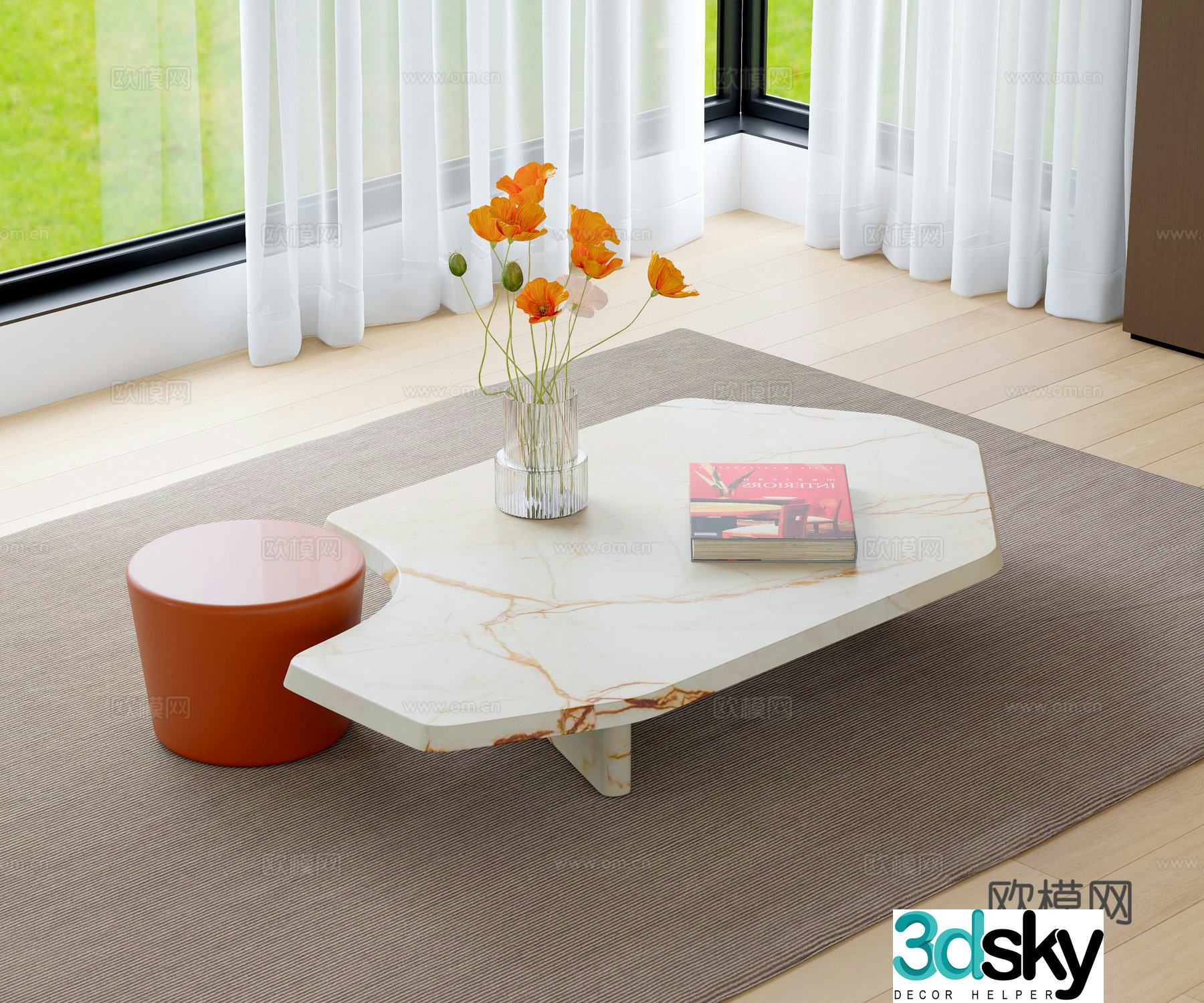 Modern marble coffee table 3d model