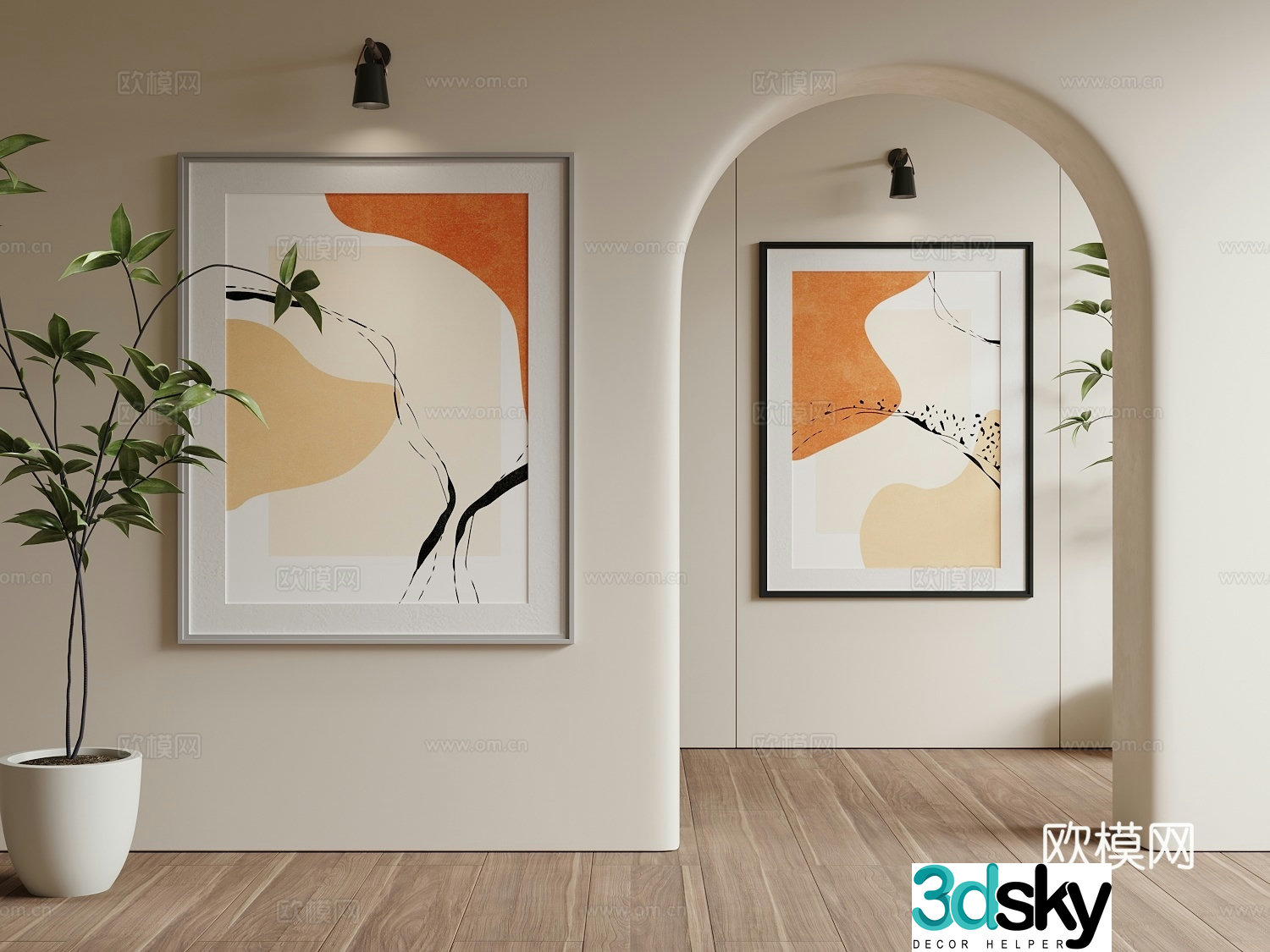 Modern hanging paintings decorative painting 3d model