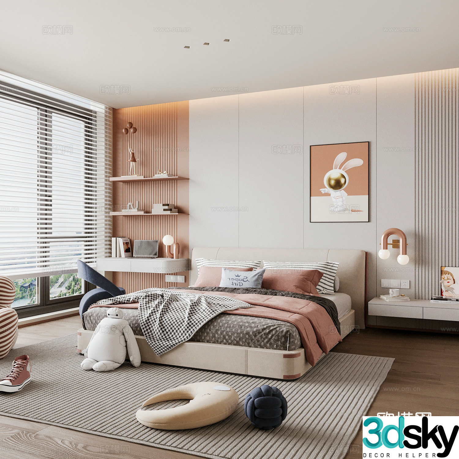 Modern children’s room girl’s room 3d model