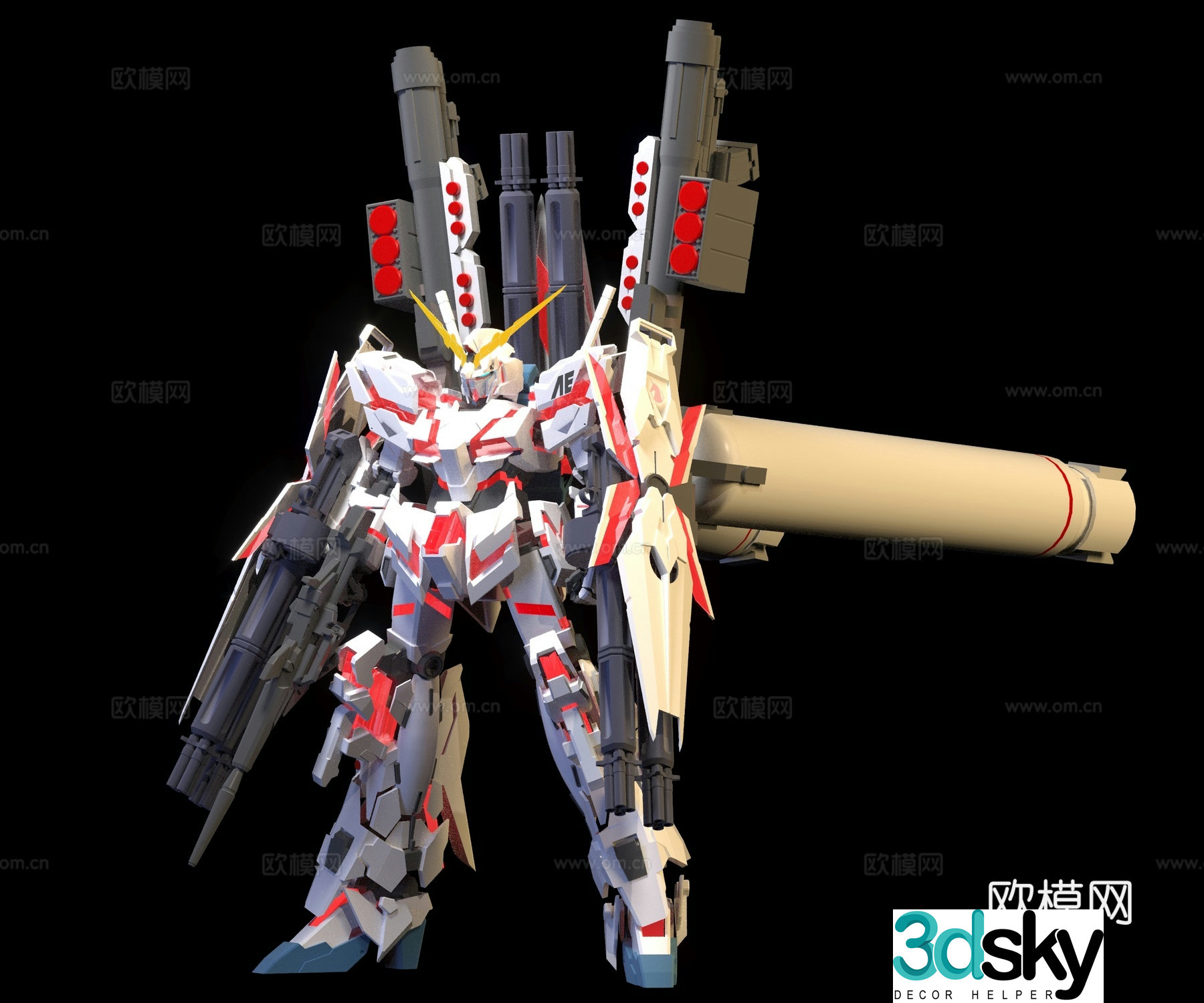 Fully Unicorn Gundam Figure Robot Japanese Robot 3D Model