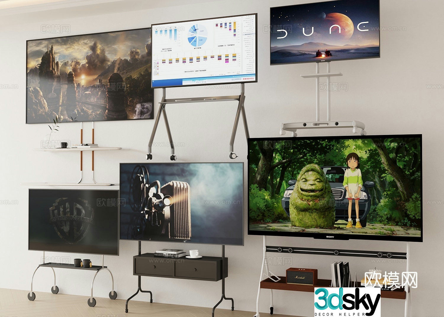 mobile tv tv stand laser tv 3d model