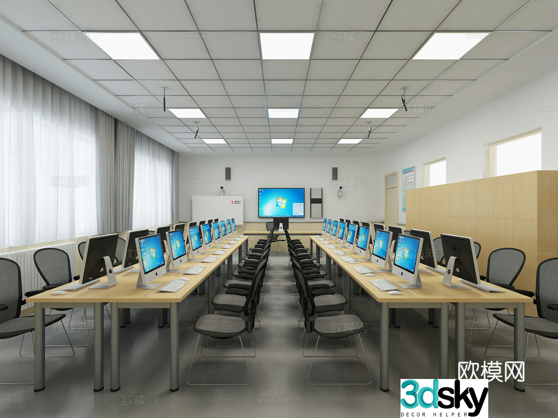 modern school computer room computer room 3d model