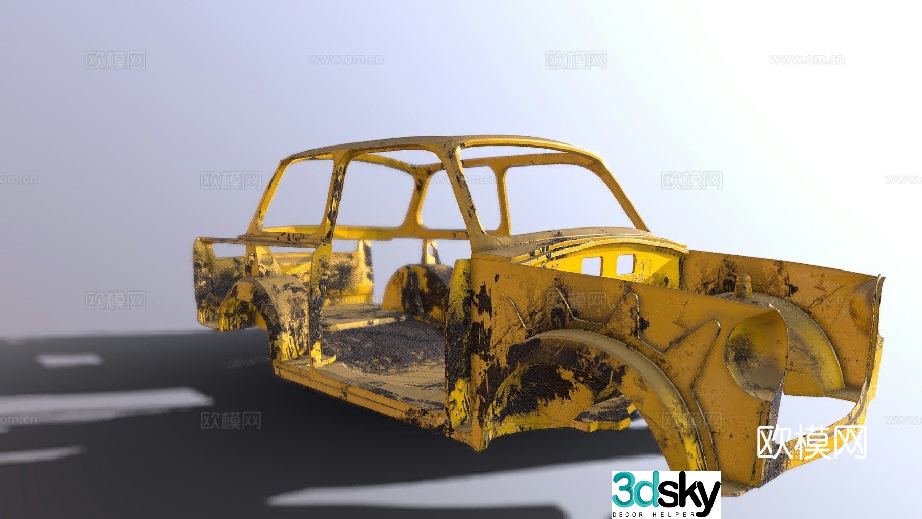 Car wreckage 3d model