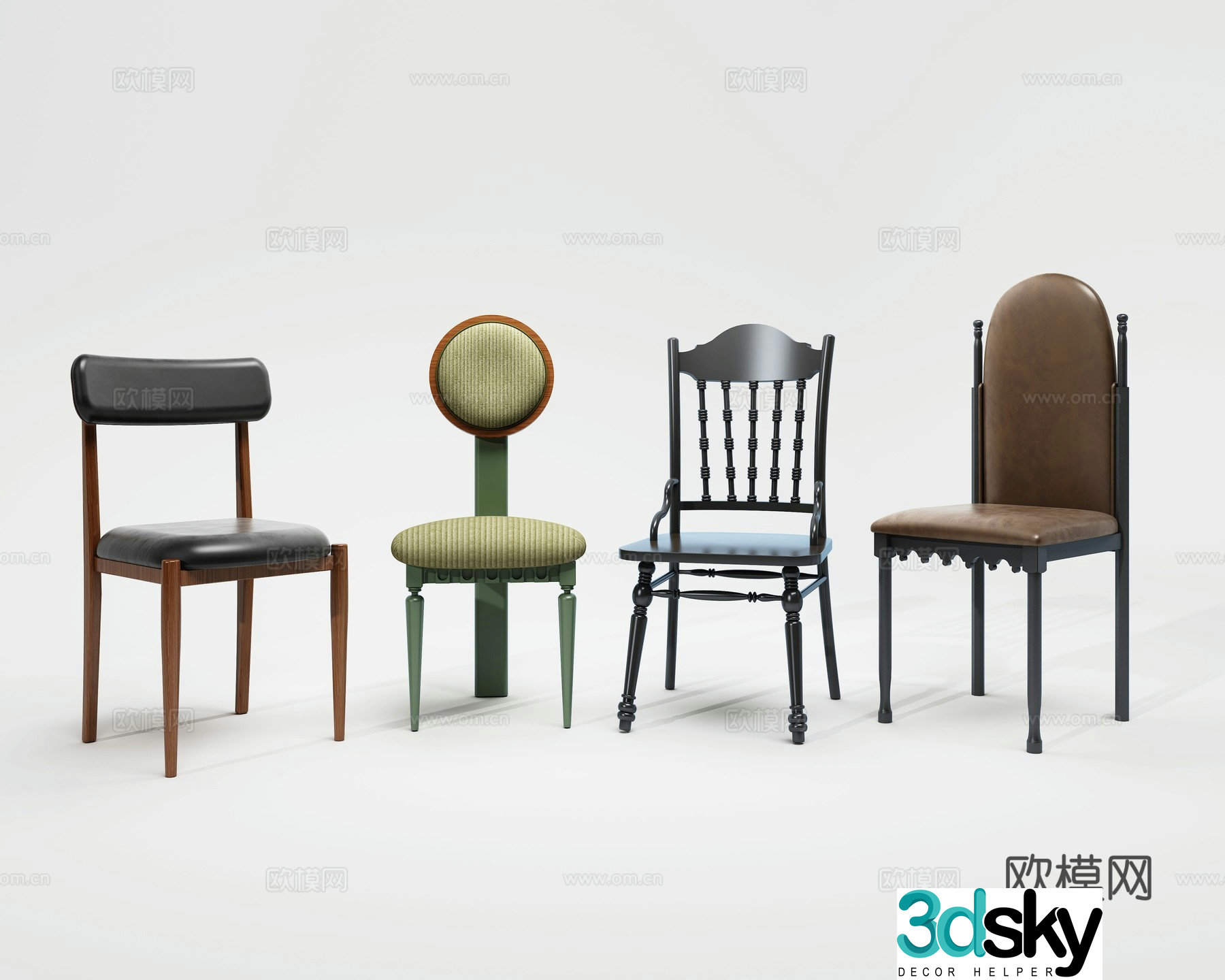 Medieval style chair dining chair 3d model