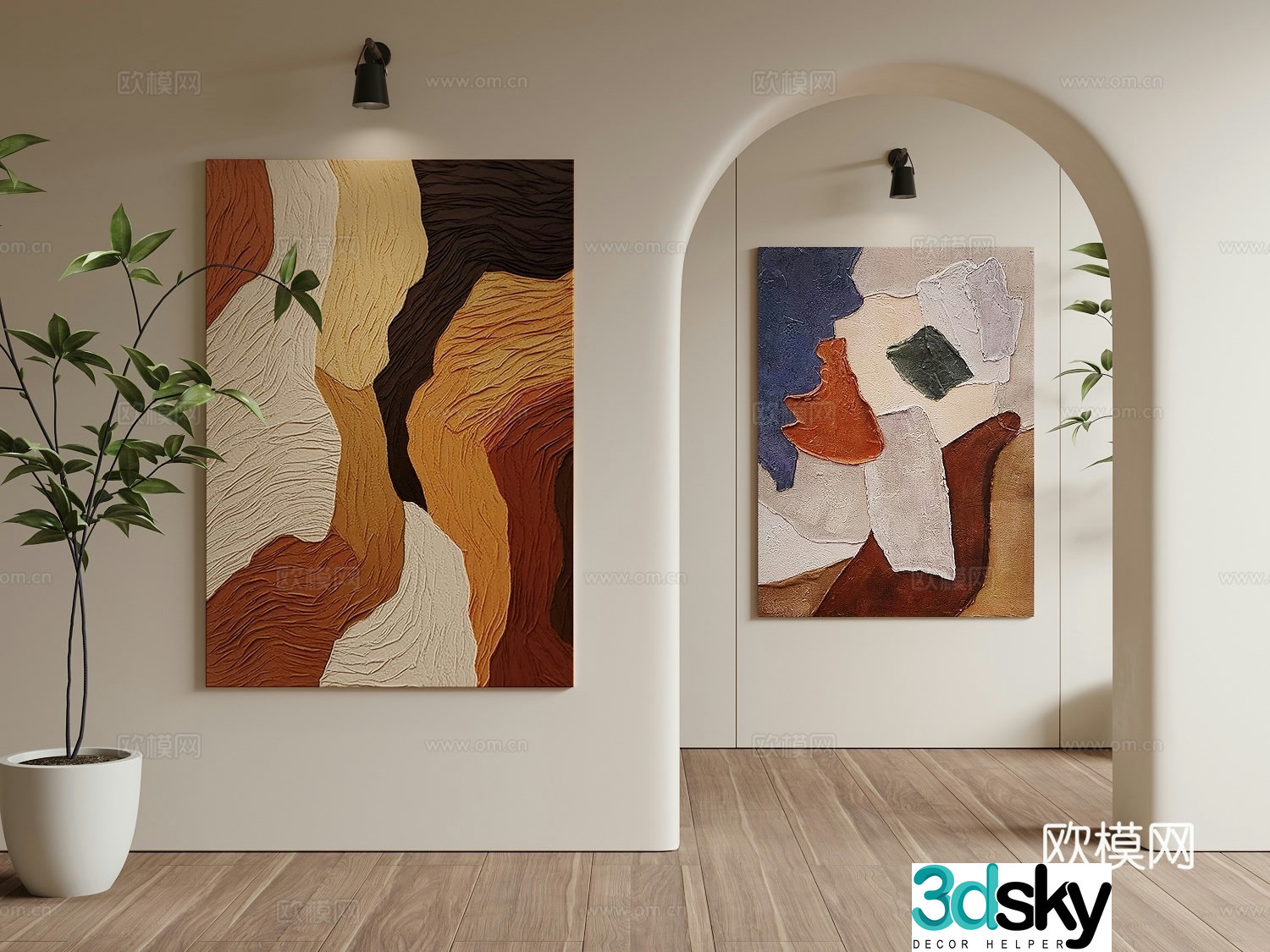 Modern hanging painting decorative painting texture painting 3D model