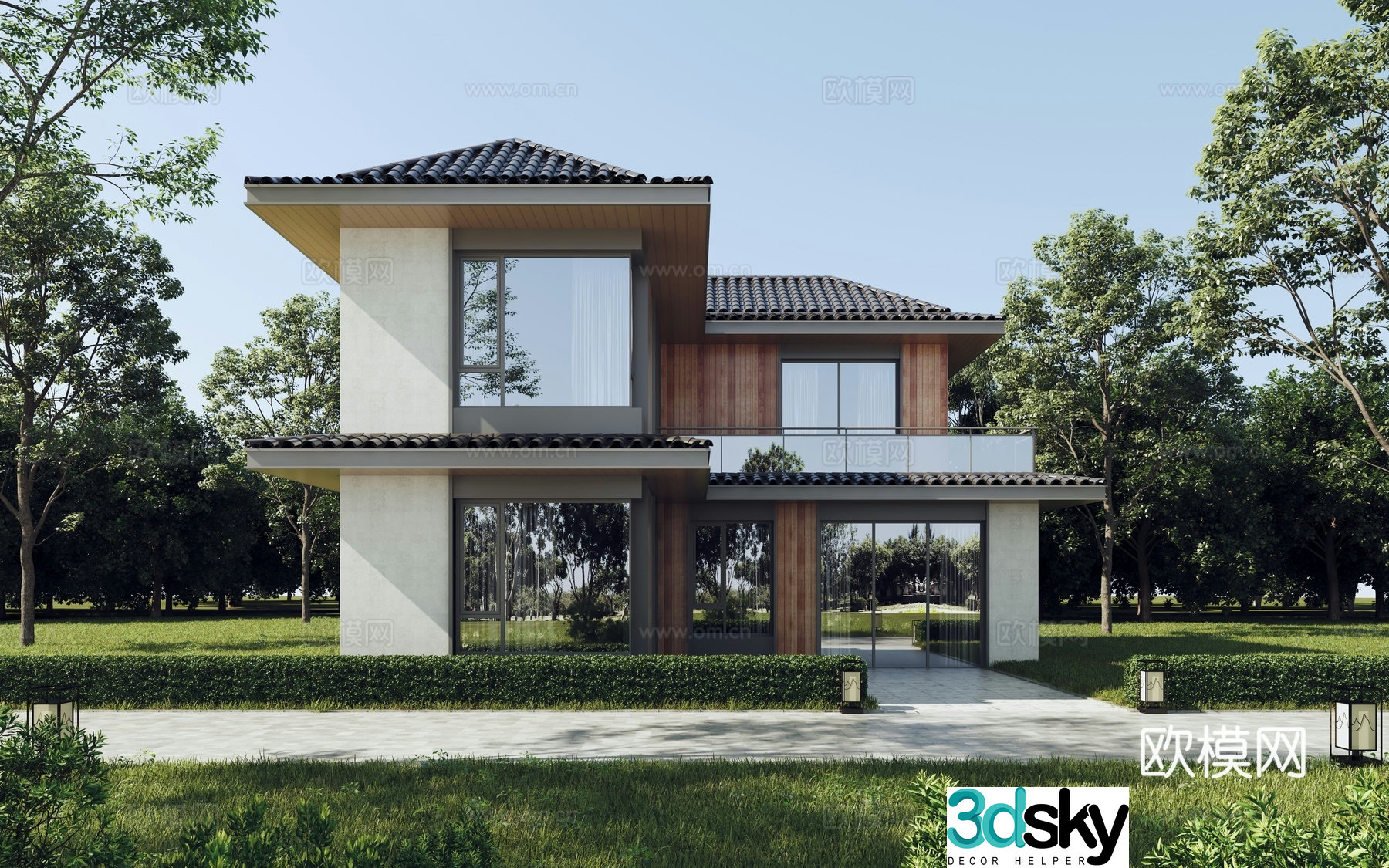 New Chinese -style villa 3D model