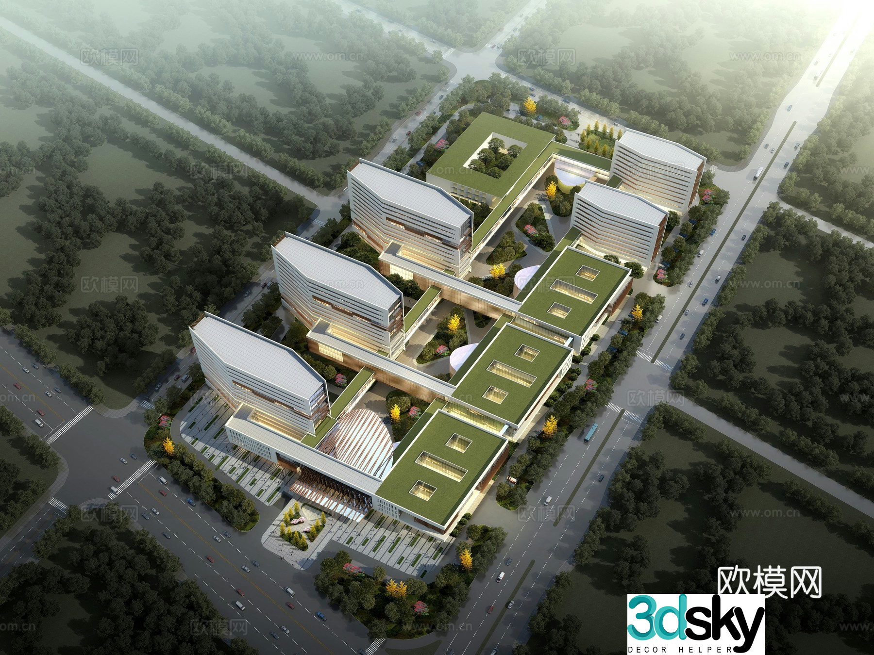 Nursing home aerial view 3d model