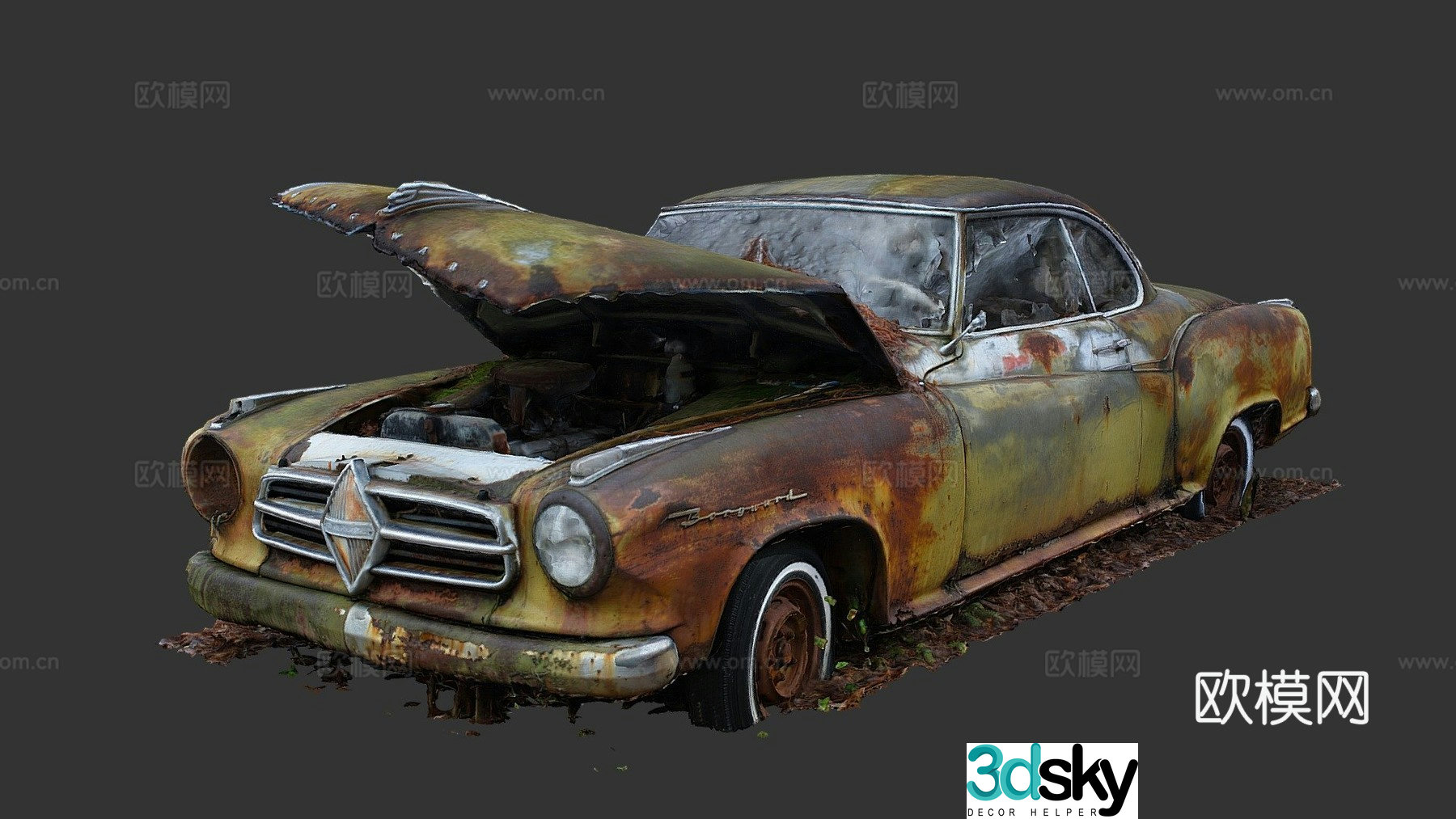 scrap car sedan 3d model