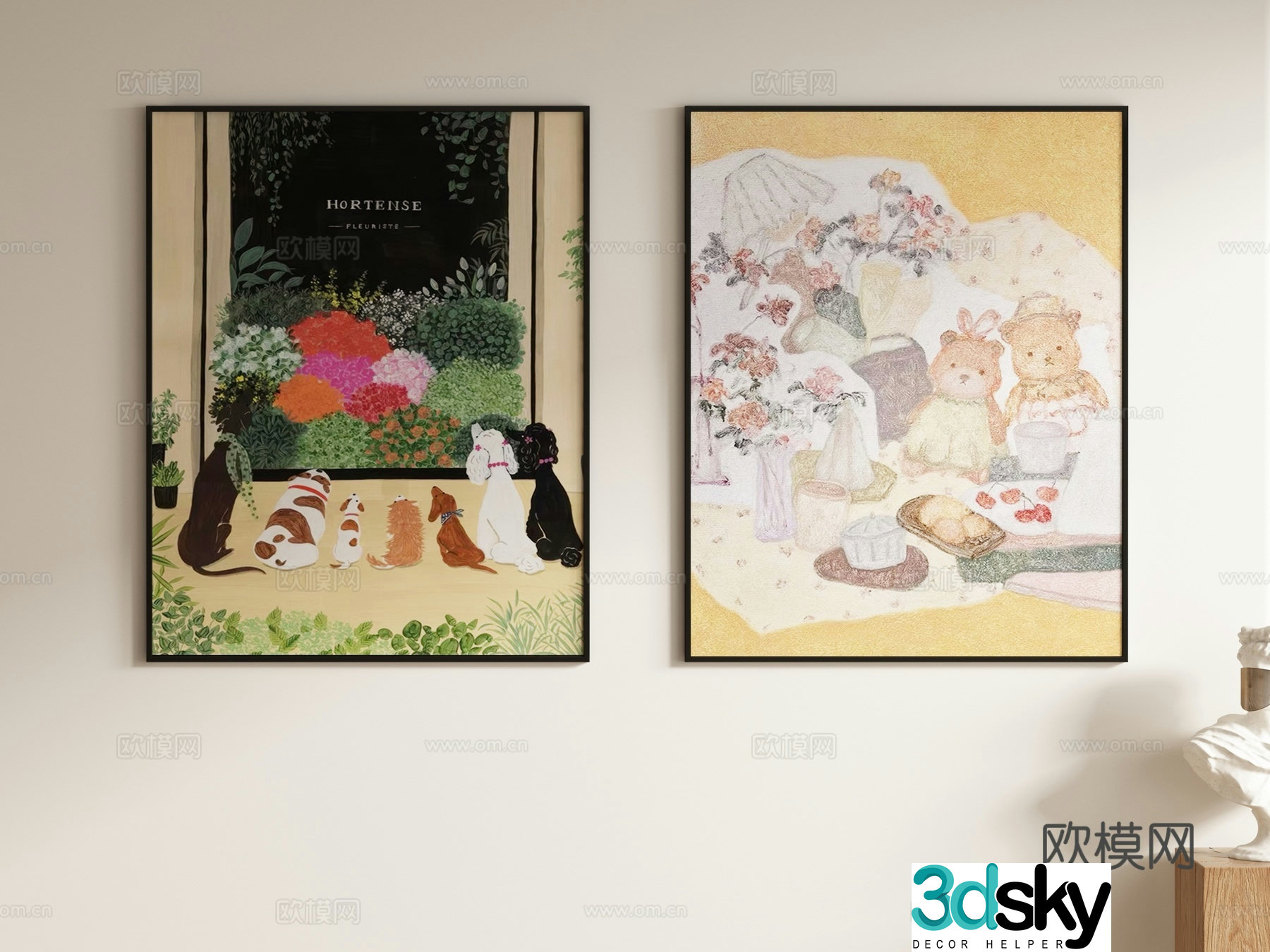 Cartoon painting decorative painting hanging painting 3d model