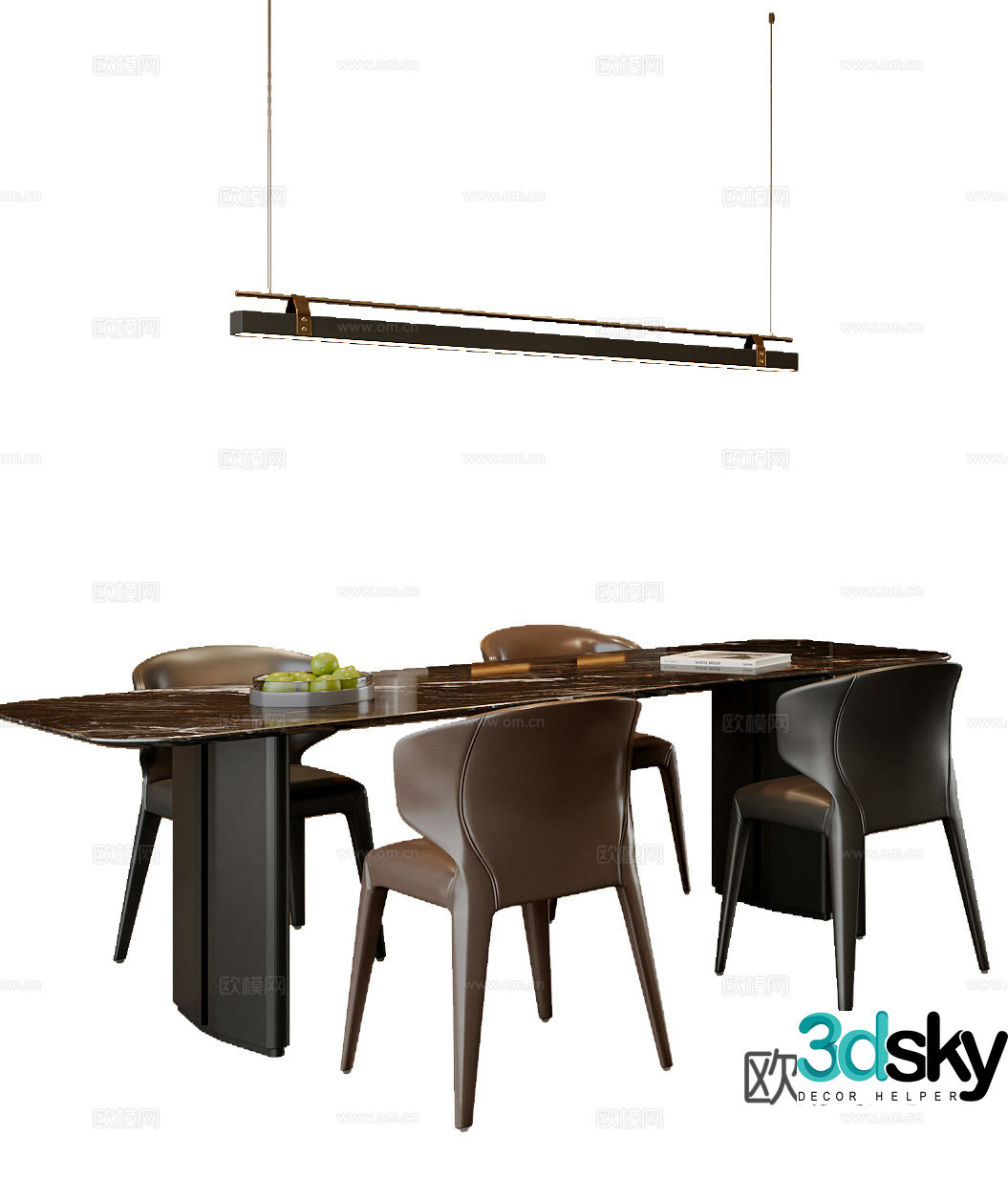 Italian dining table and chairs 3d model