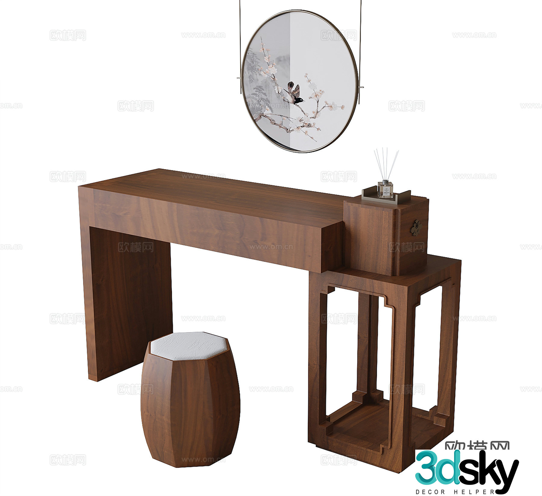 New Chinese style dressing table dressing table 3d model