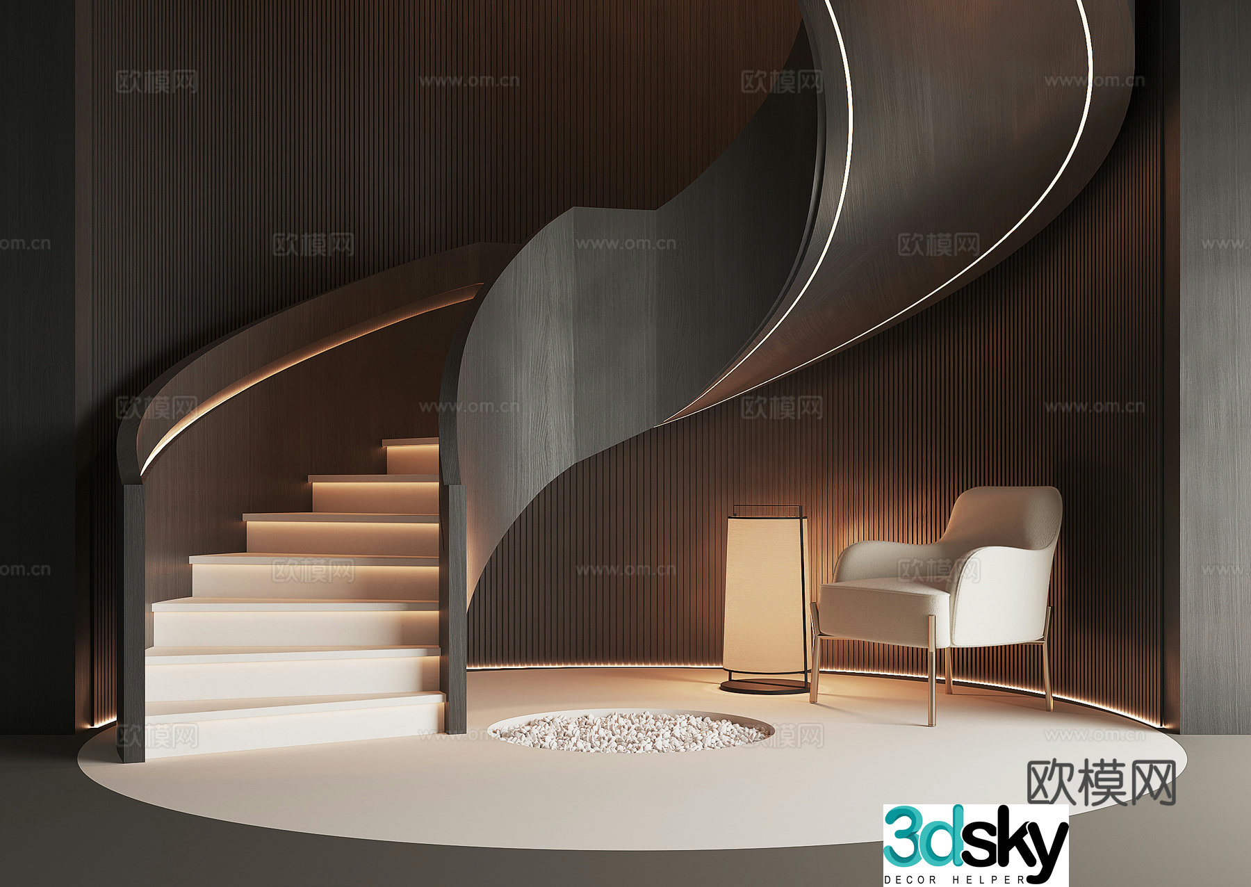 spiral staircase handrail staircase 3d model