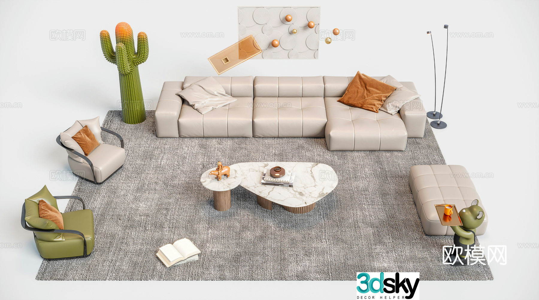 Modern modular sofa corner sofa 3d model