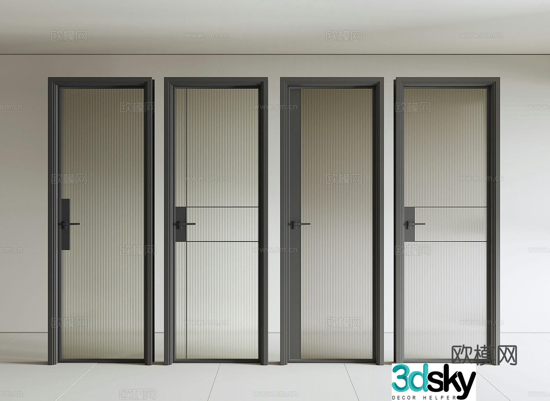 Modern glass door swing door 3d model