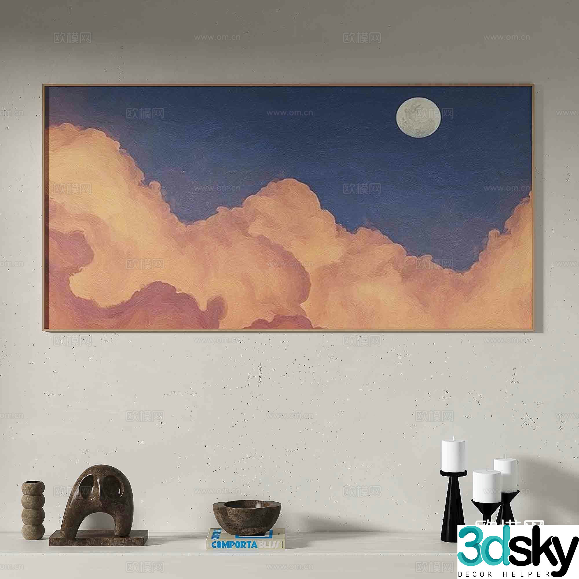 Modern oil painting decorative painting 3d model