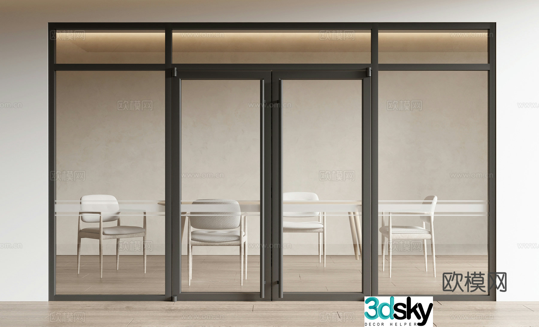 Modern glass door shop door 3d model