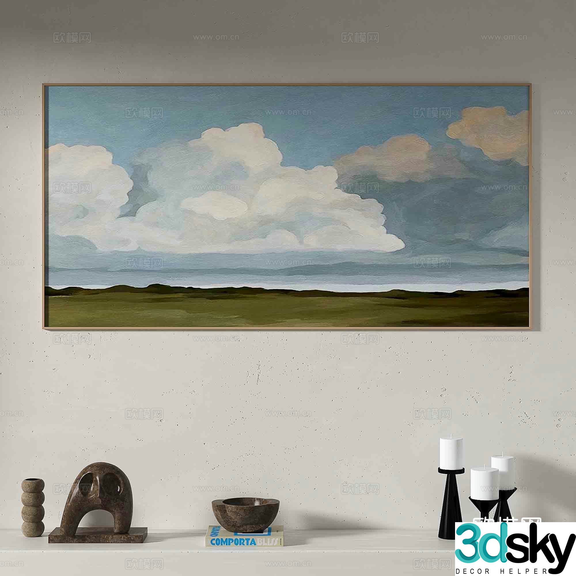 Modern oil painting decorative painting 3d model