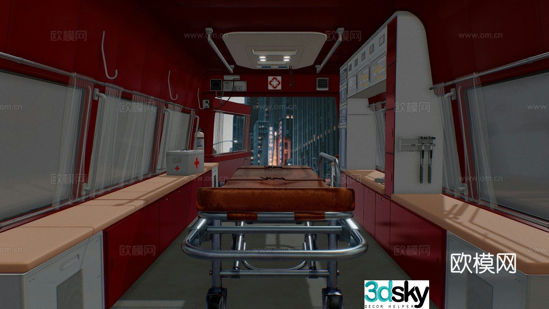 Ambulance with interior 3d model
