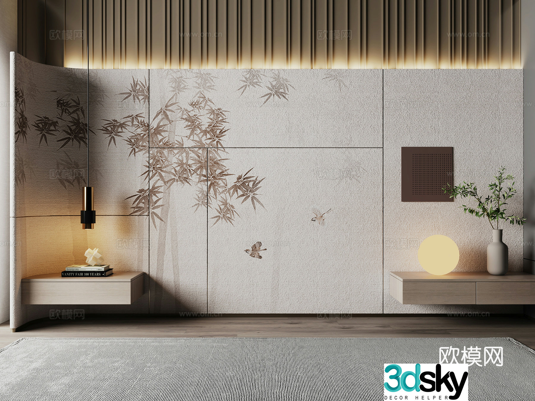 Medieval style background wall bedside background 3d model