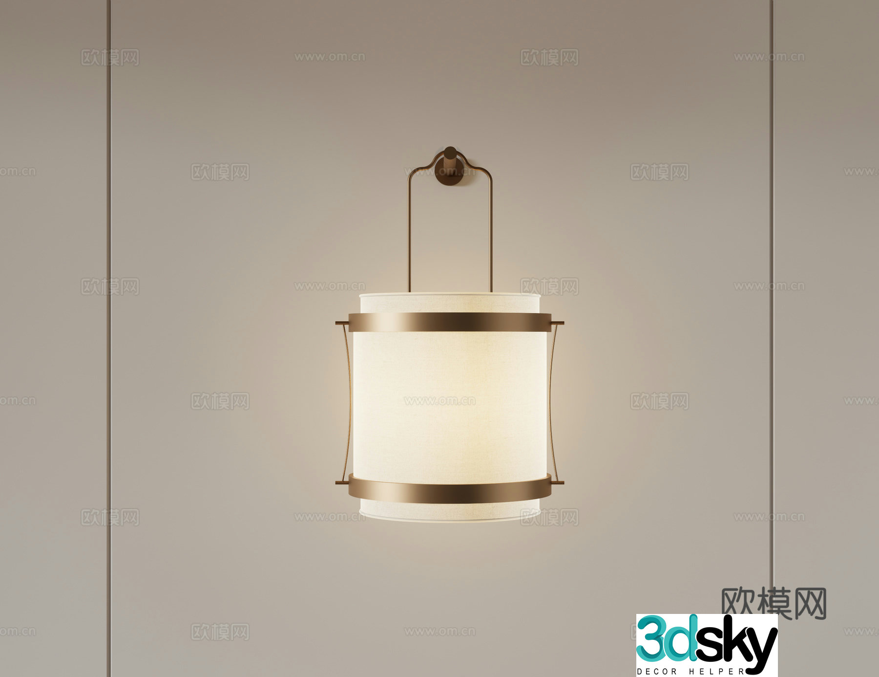 New Chinese style wall lamp lobby wall lamp mirror headlight 3D model