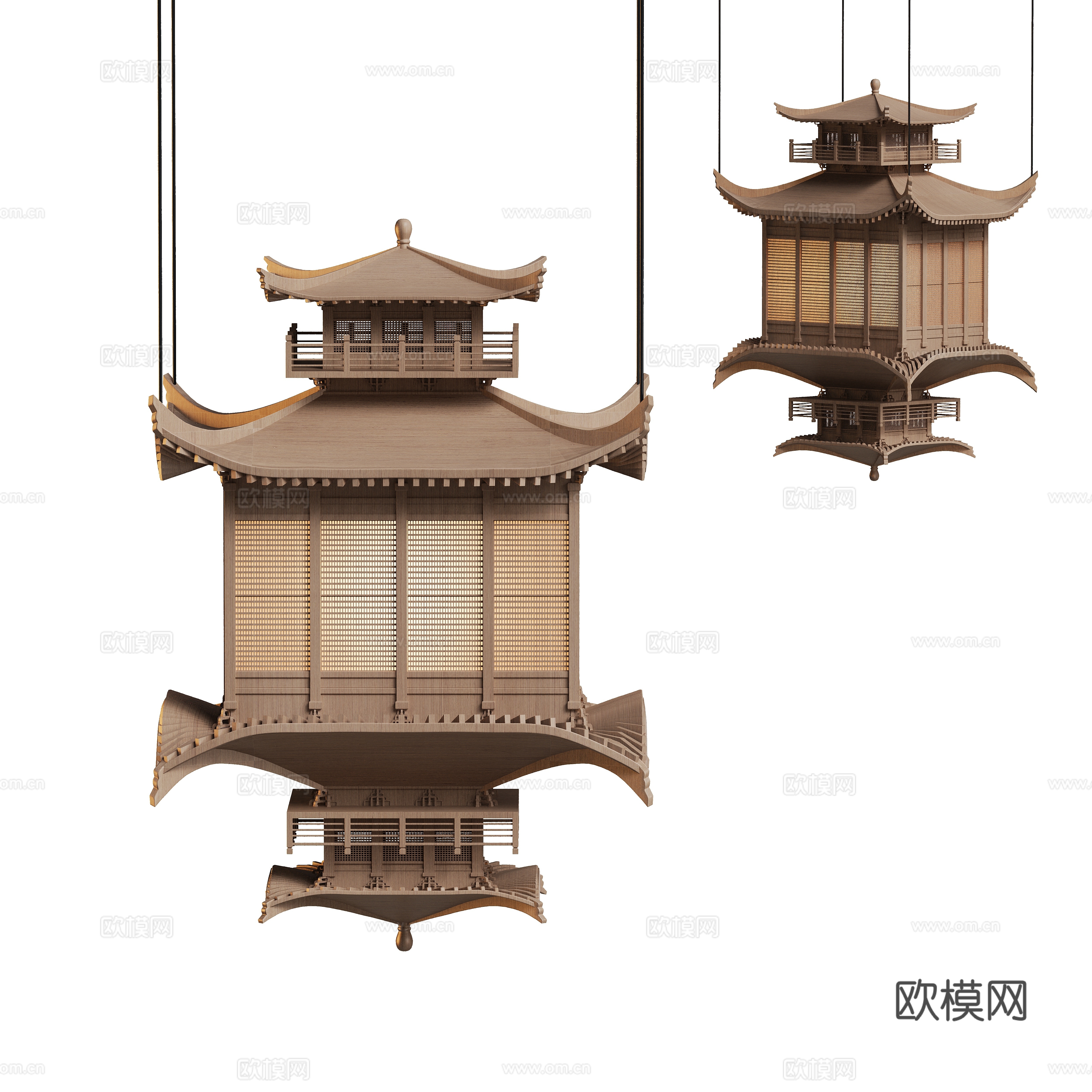 New Chinese -style chandelier tower chandelier 3D model