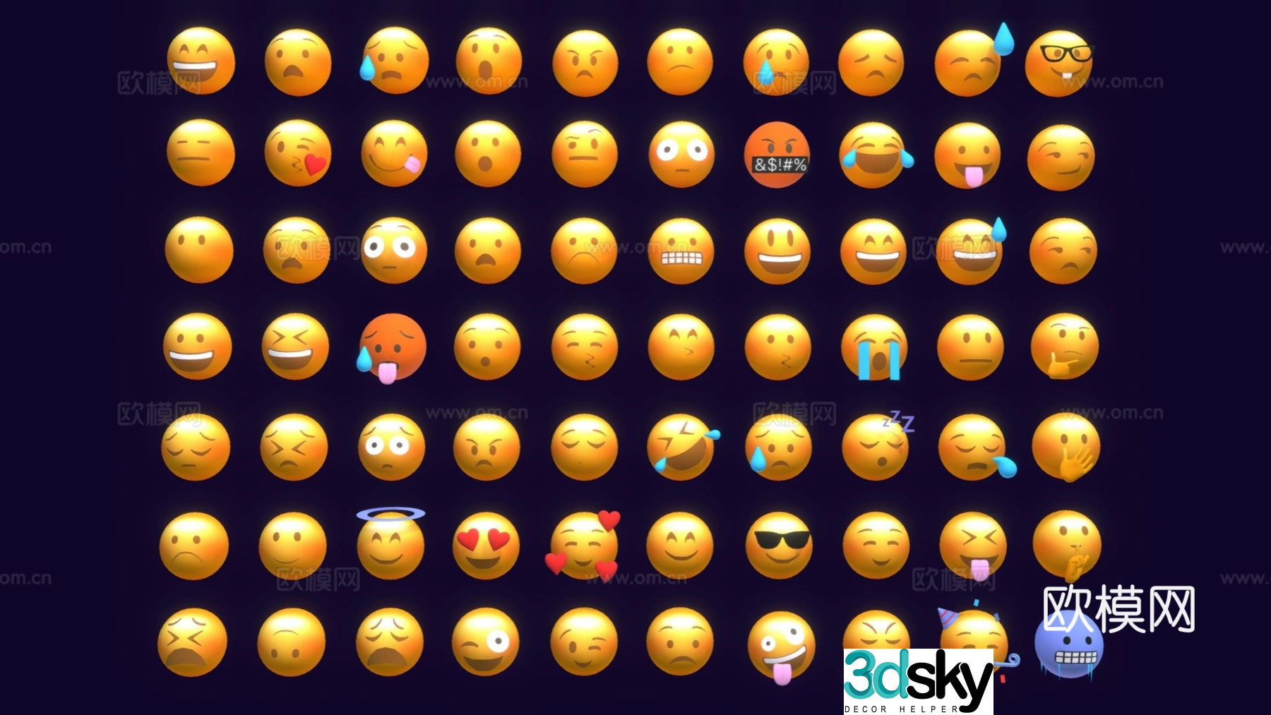 Emoj three-dimensional emoji pack emoji pack ornament 3D model