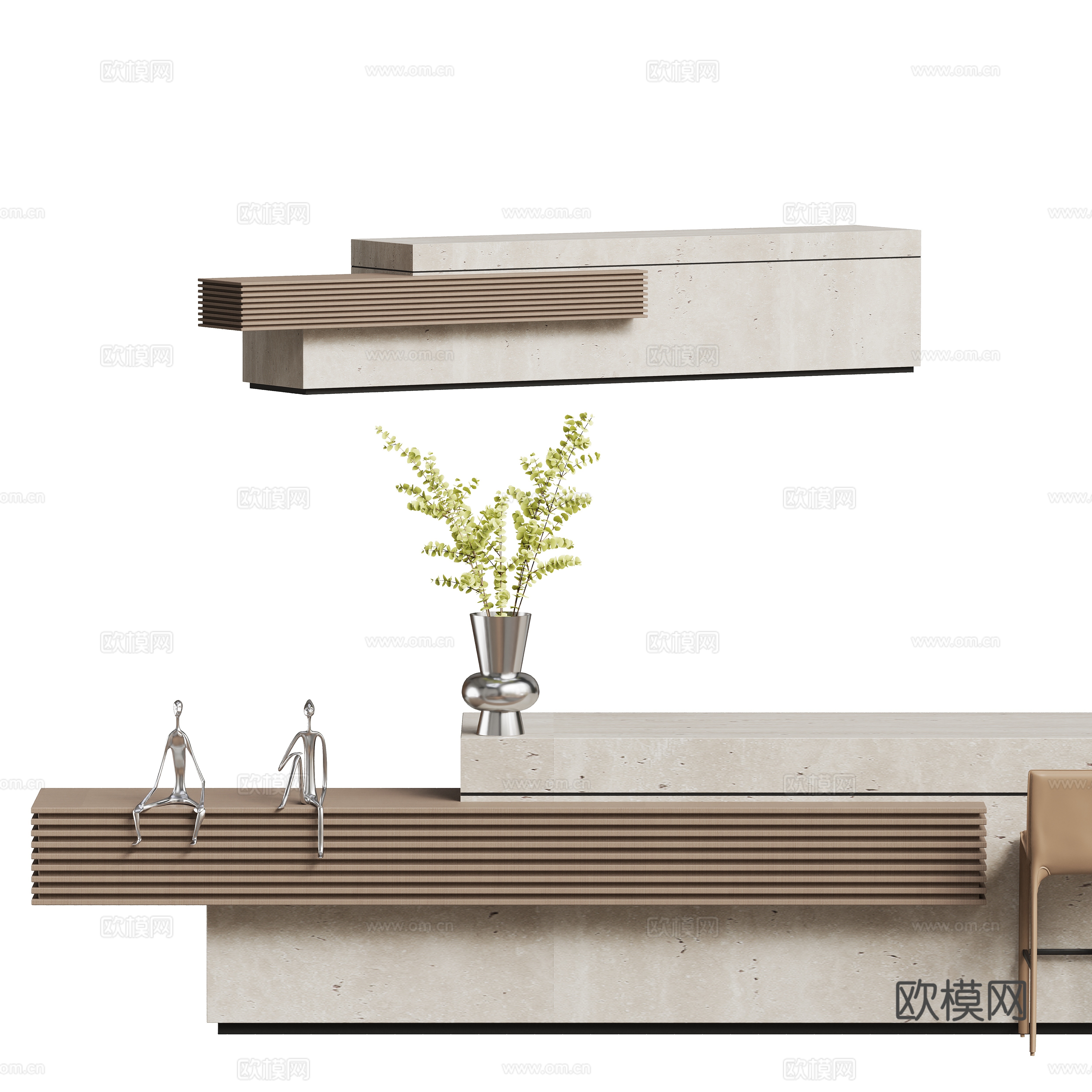 Modern front desk reception desk service desk 3d model
