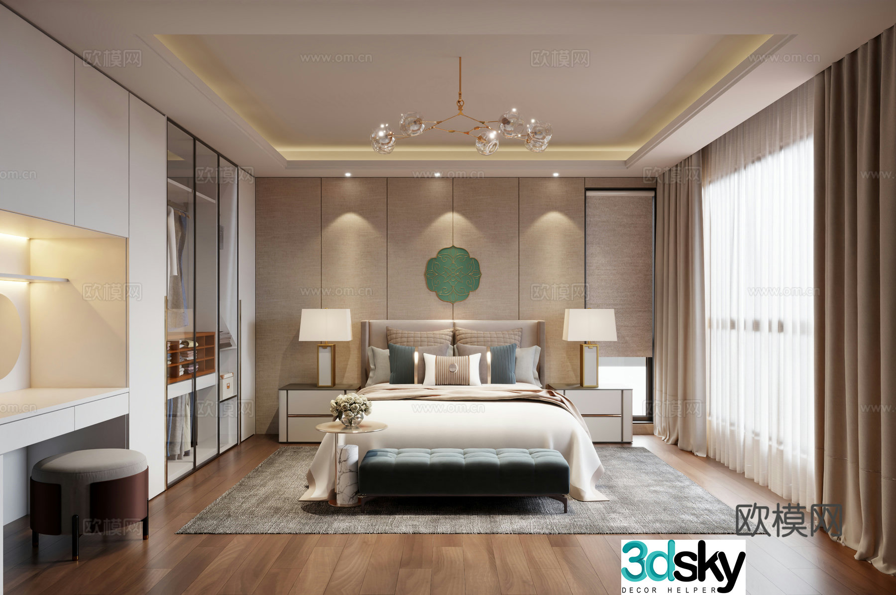 New Chinese style bedroom master bedroom 3D model