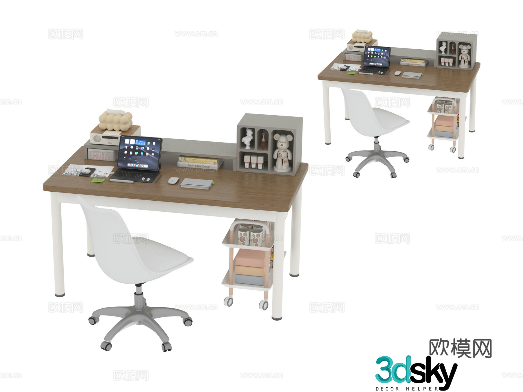 Modern desk writing desk computer desk 3d model