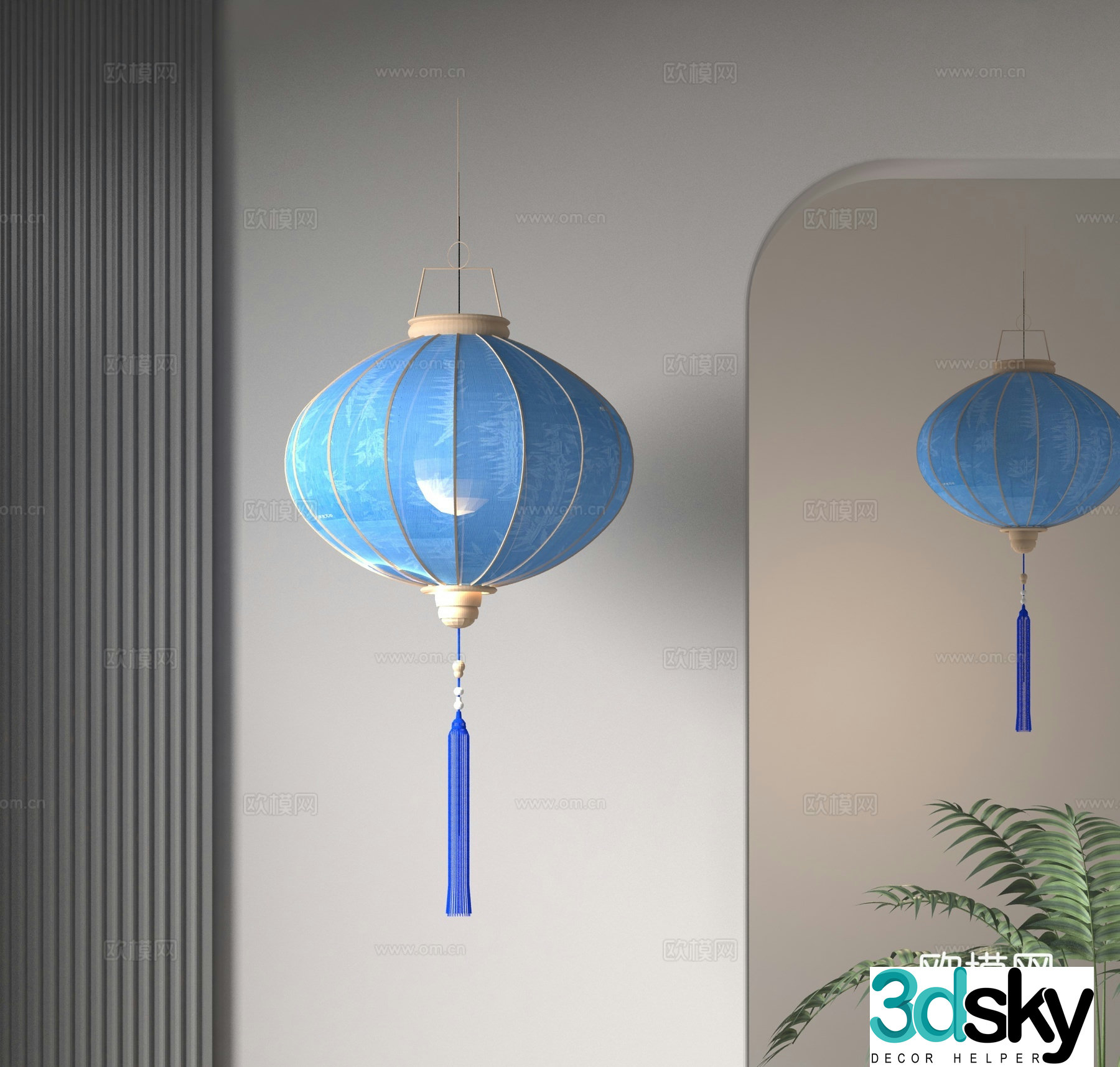 New Chinese lantern decorative lamp 3d model